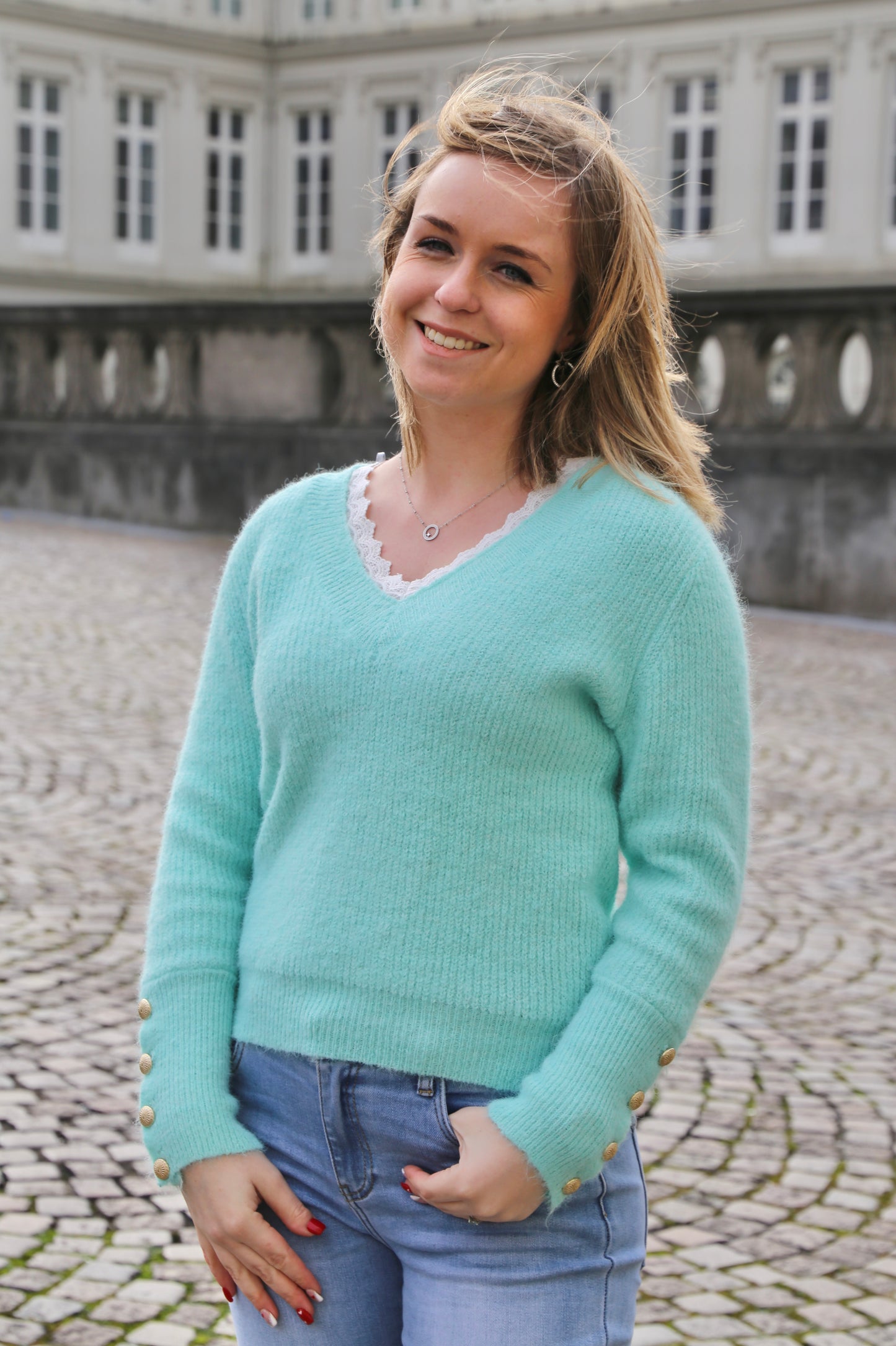 Pull Clarisse vert d’eau