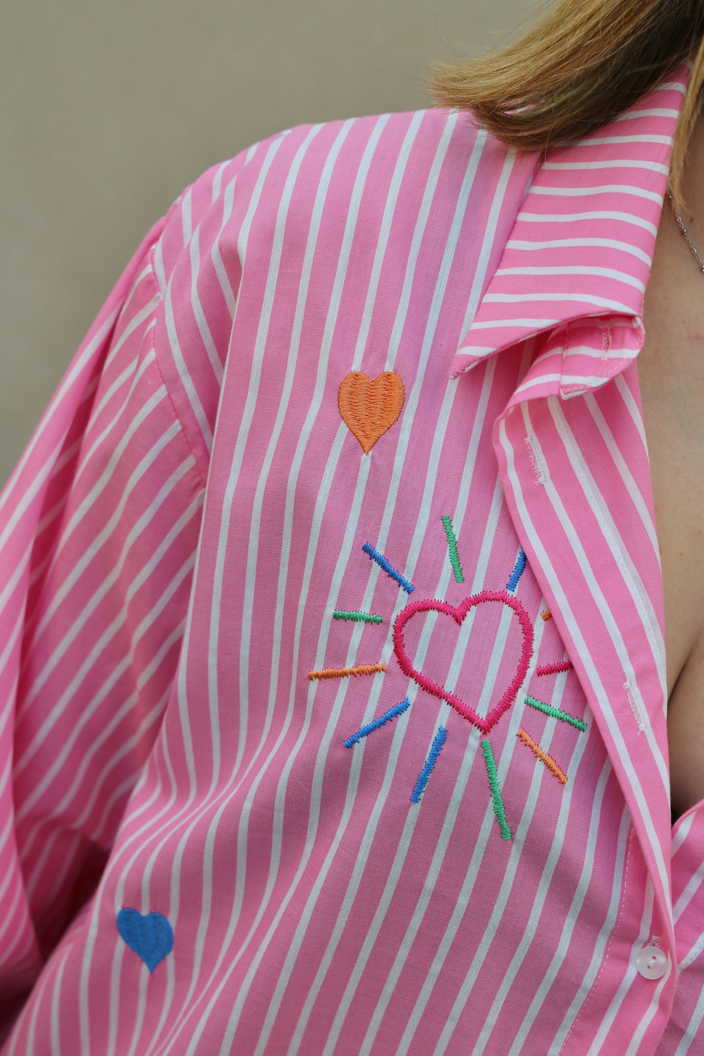 Chemise Aurélie rose lignée