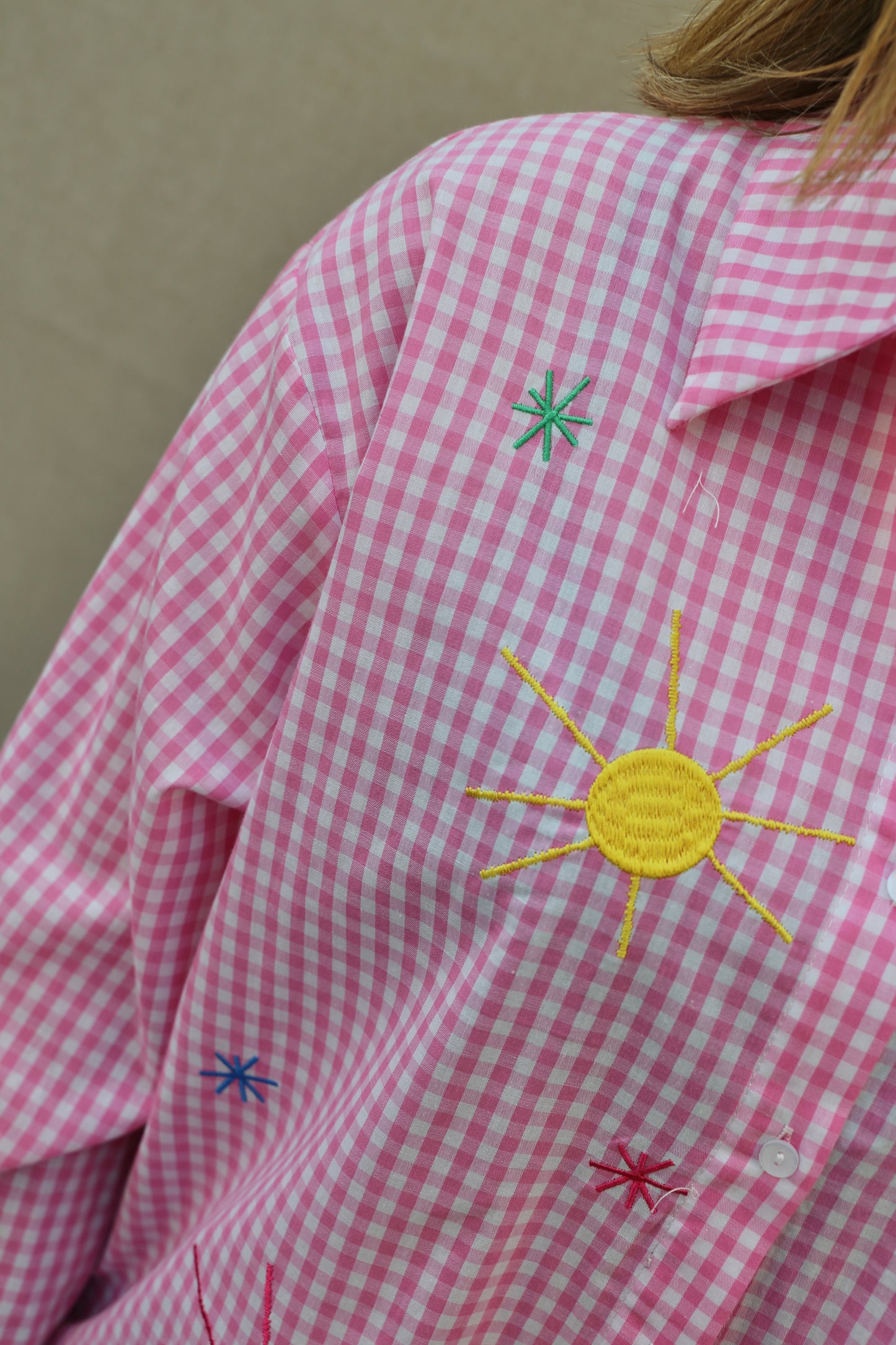 Chemise Aurélie rose à carreaux