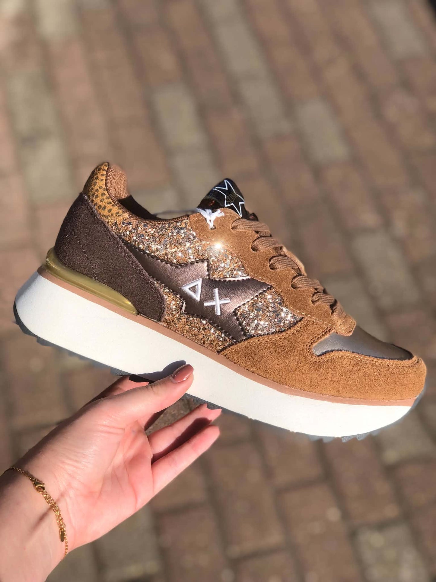 Baskets SUN68 camel/choco