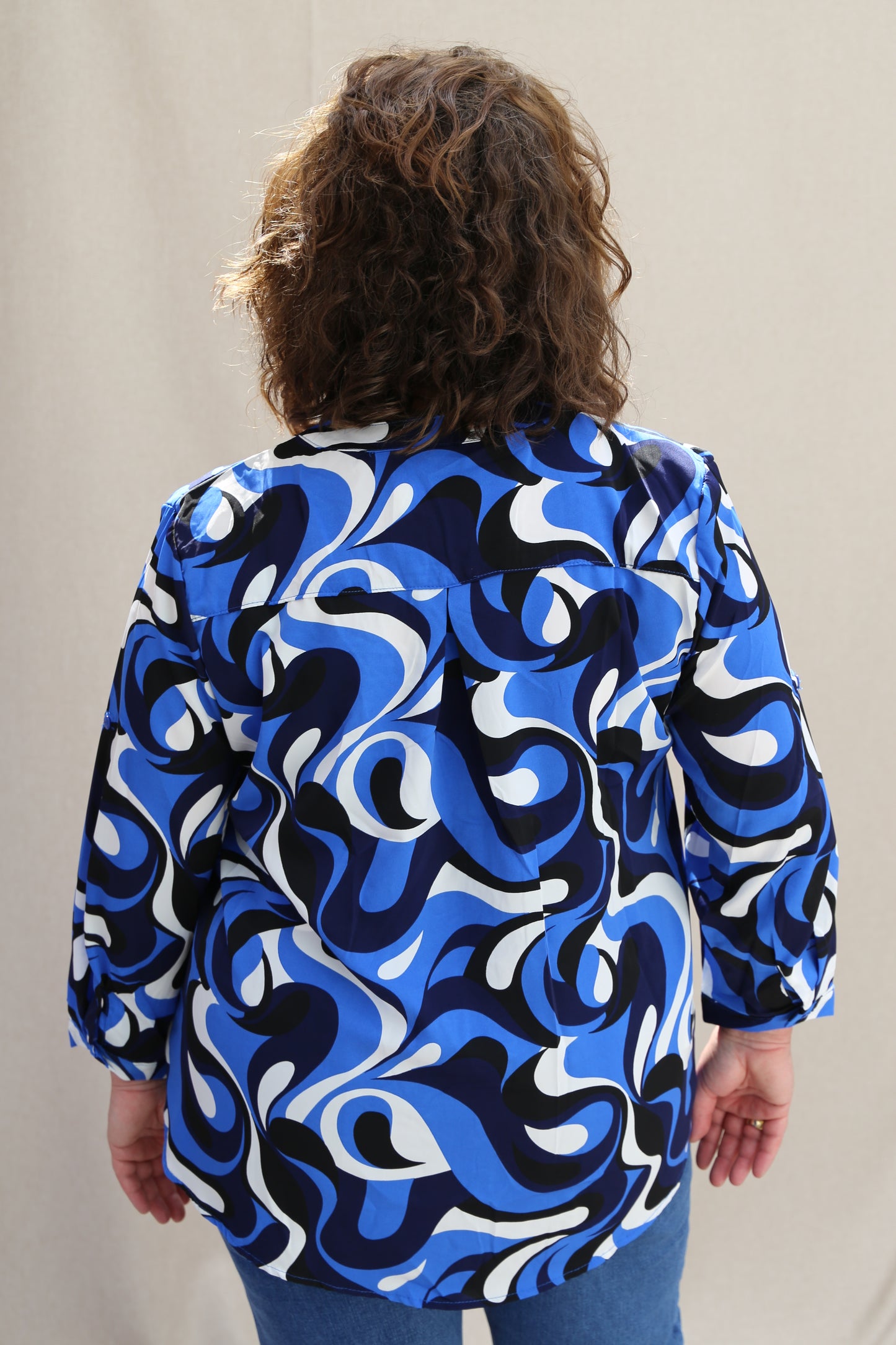 Blouse Christy noir/royal/blanc