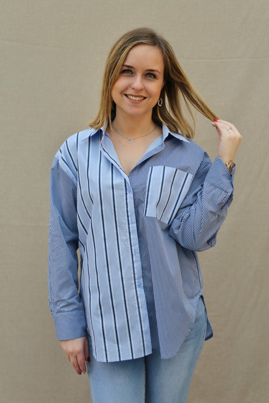 Chemise Aurélie bleue lignée