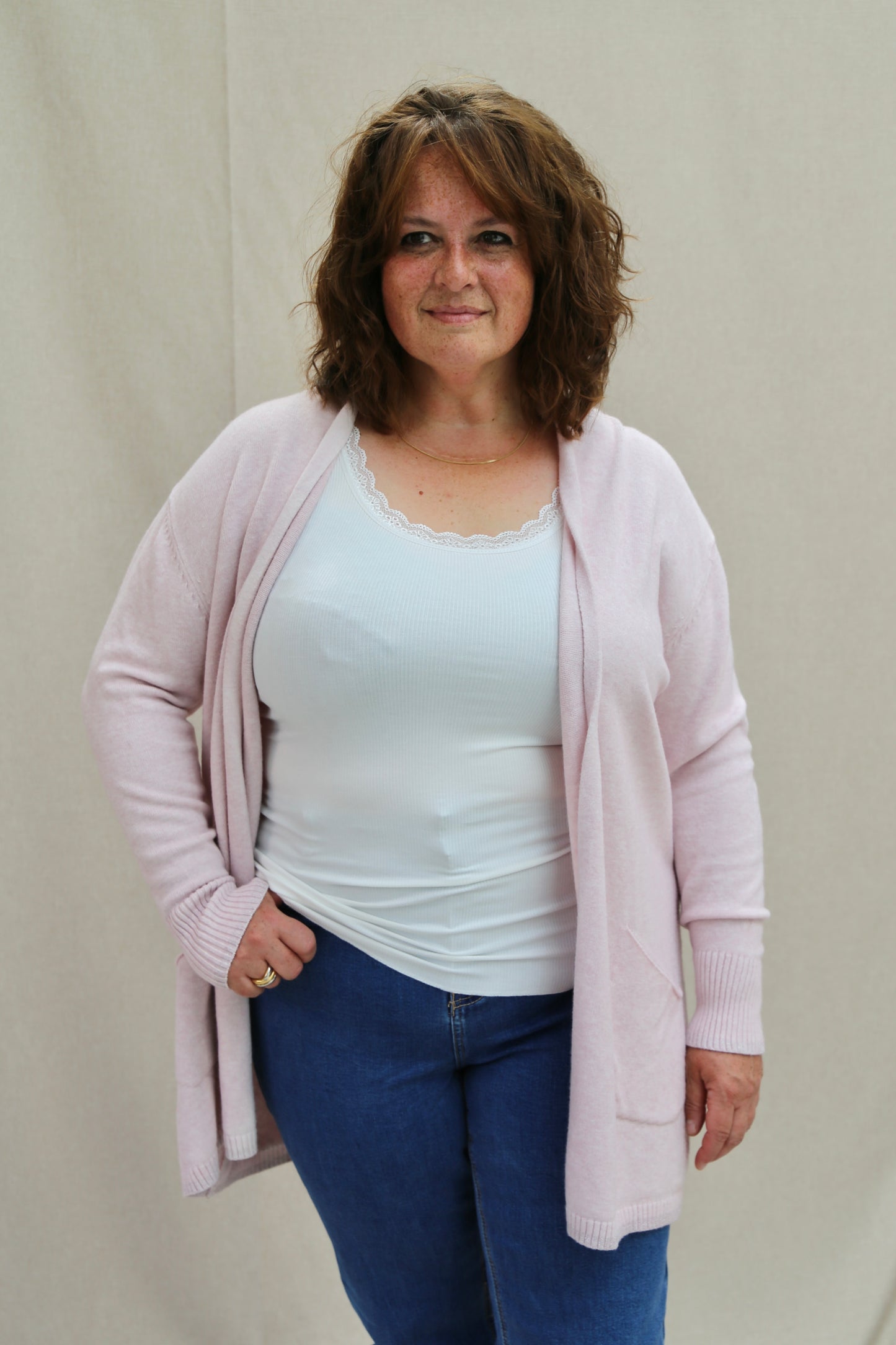 Gilet Amélie rose pâle