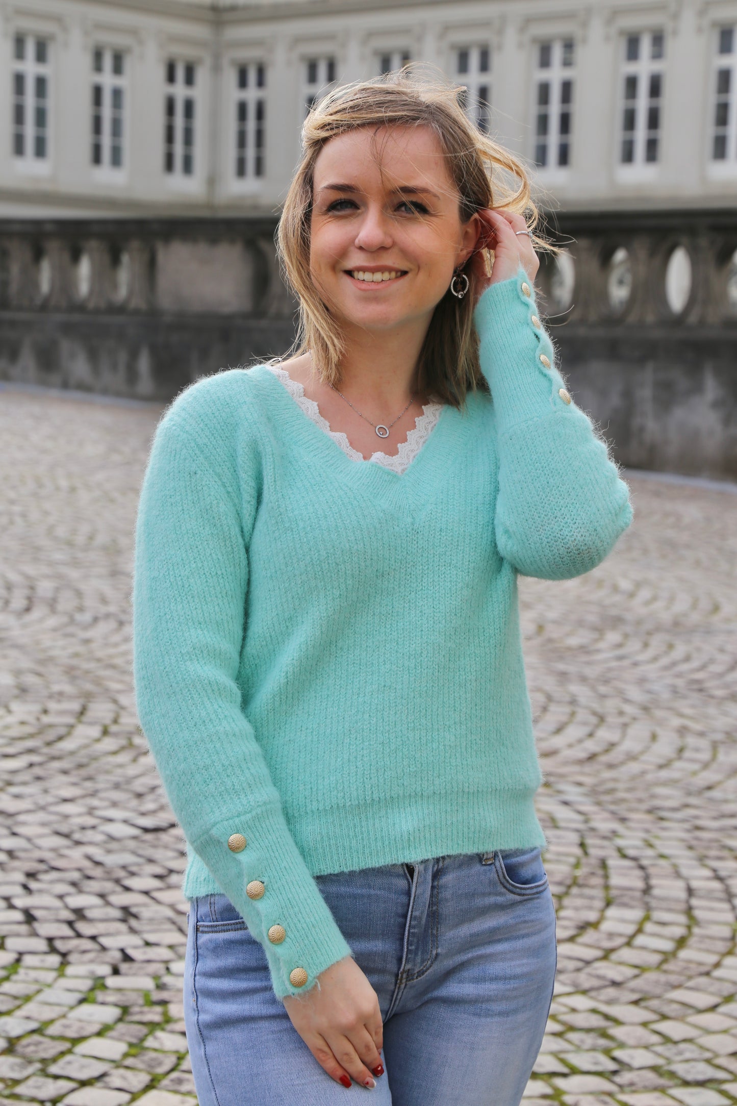 Pull Clarisse vert d’eau