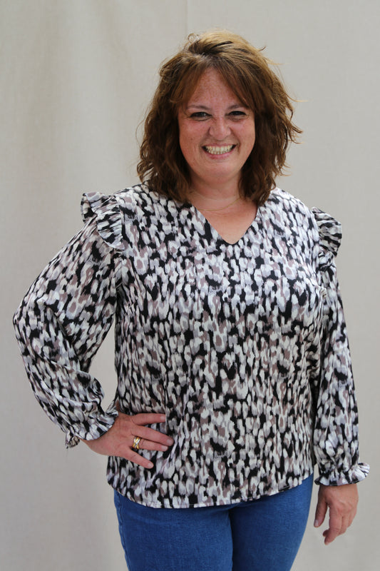 Blouse Christy noir/gris/blanc