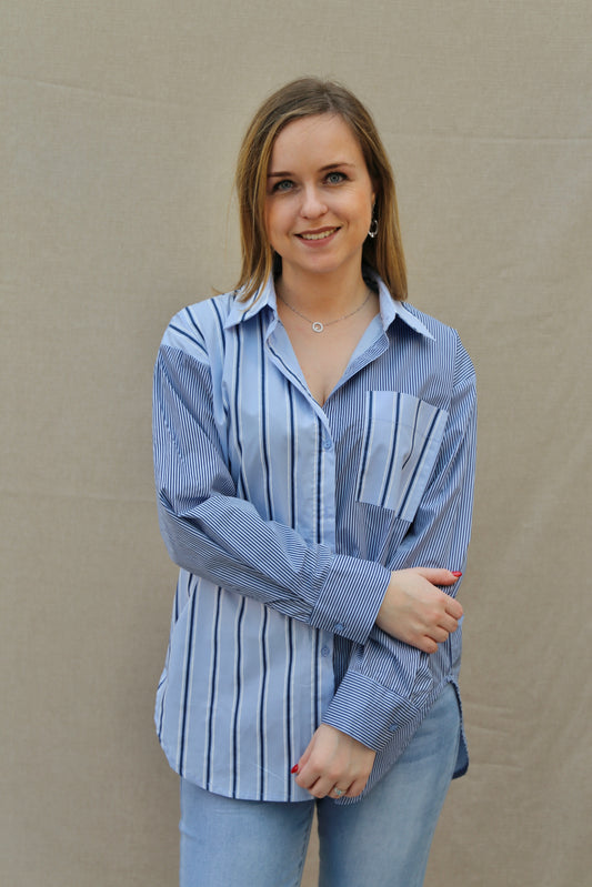 Chemise Aurélie bleue lignée