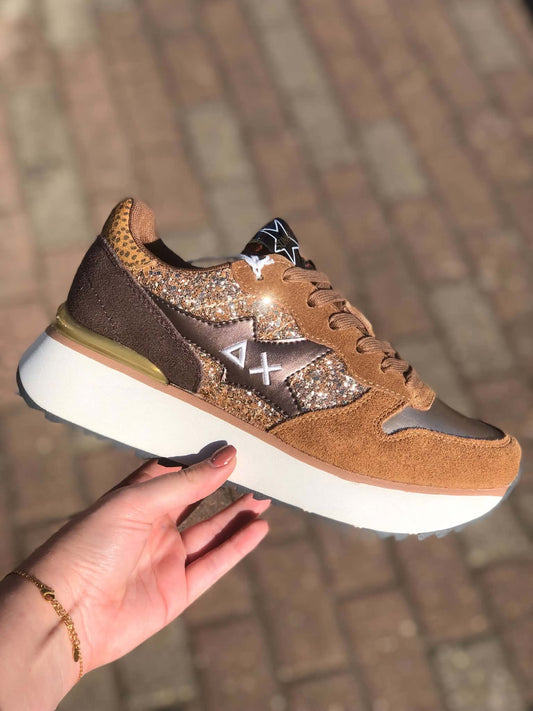 Baskets SUN68 camel/choco
