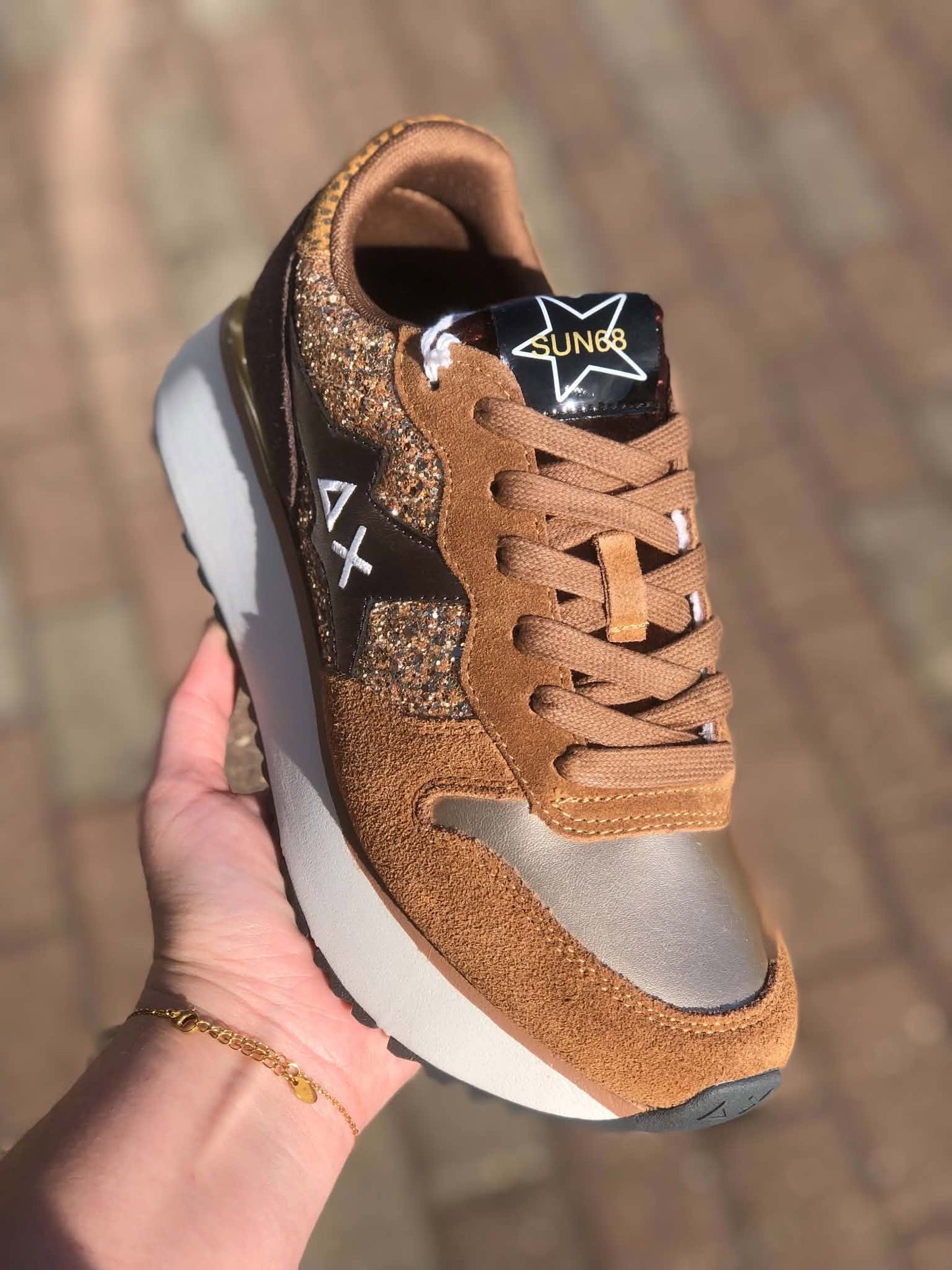 Baskets SUN68 camel/choco
