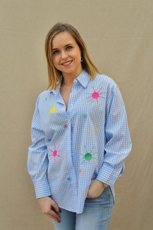 Chemise Aurélie bleue à carreaux